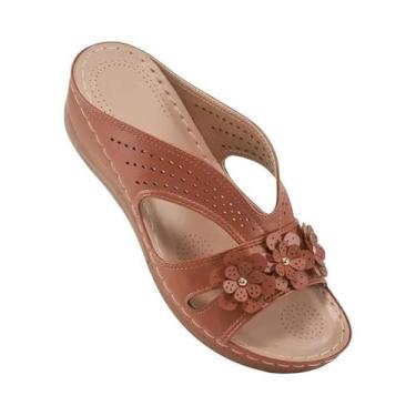 Imagem de Sandálias Casuais Femininas Com Plataforma Em Forma De Flor Confortáve
