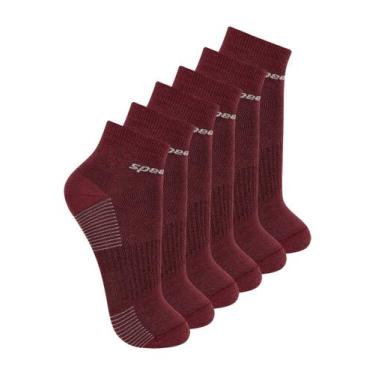 Imagem de Kit com 6 Pares de Meias Cano Curto Speedo 8034, Vinho, 39-44
