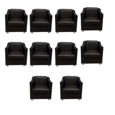 Imagem de Kit 10 Poltronas Sofia Decorativa Para Recepção Preta material sintéti