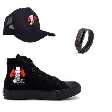 Imagem de Tênis Wednesday Wandinha Com Relógio E Boné Moda Casual Lançamento Sér