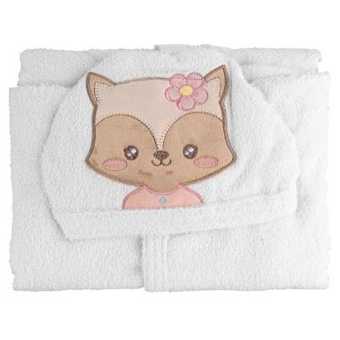 Imagem de Roupão de Felpa Soft Liso com Capuz Bordado PP