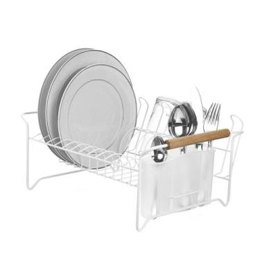 Imagem de Escorredor De Pratos E Louça Com Madeira Eco Para 13 Pratos Grande - A