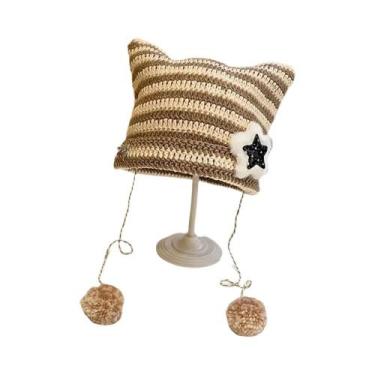 Imagem de Gorro De Lã Tricotado Com Orelhas De Diabo Y2K Para Mulheres, Estilo H