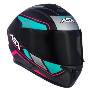 Imagem de Capacete ASX Draken Wind Preto Rosa e Verde - Preto+Rosa, 57/58