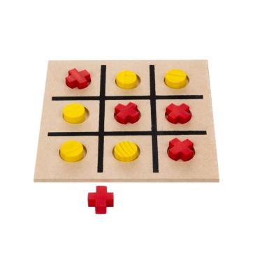 Imagem de Jogo da Velha Educativo em Madeira 10 Peças em Mdf Brinquedo Infantil Sonho de Criança