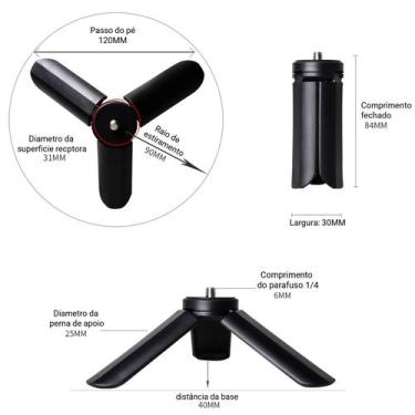 Imagem de Mini Tripé de Plástico  Compacto e Portátil para celular e Iluminadore
