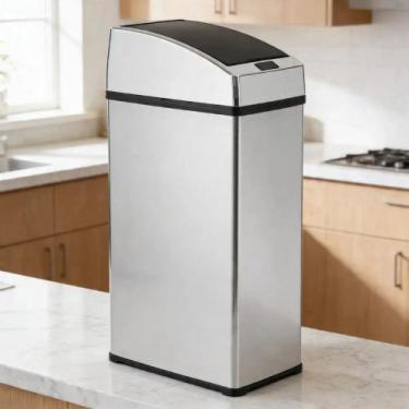 Imagem de Lixeira Automática Inox Polido 6L com Sensor de Presença Quadrada Kaza