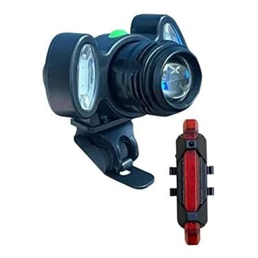 Imagem de Kit Farol Lanterna Bike T6 Recarregável Com Pisca Traseiro