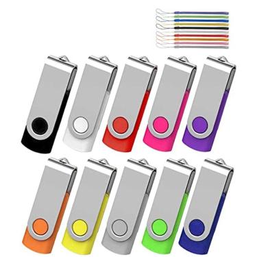 Imagem de 1GB USB Flash Drive 10 Pack, AreTop Premium USB2.0 Clássico Giratório USB 1GB Flash Drive Pen Drive Memory Stick Thumb Drive Bulk Jump Drive Computer 