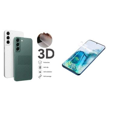Imagem de Kit Película Gel Frontal + Película Fibra de Carbono Traseira Compatível Galaxy S21 FE S21FE