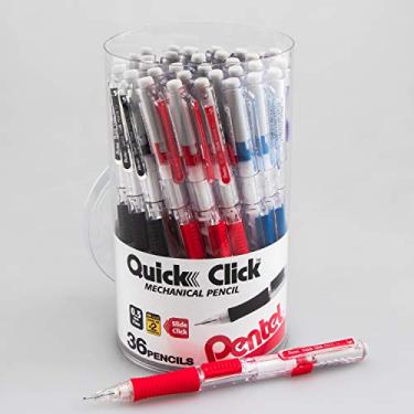 Imagem de Pentel Lapiseira Quick Click (0,5 mm) de linha fina, lata, cores sortidas (A/B/C/N/V), 36-PK (PD215PC36M)
