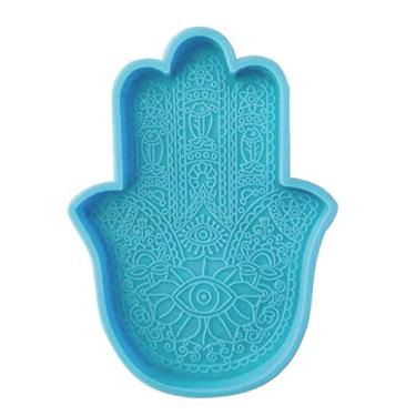 Imagem de SOFEA Khamsah Hamsa Porta-copos de mão resina epóxi molde de silicone bandeja de mão Fatima molde de resina