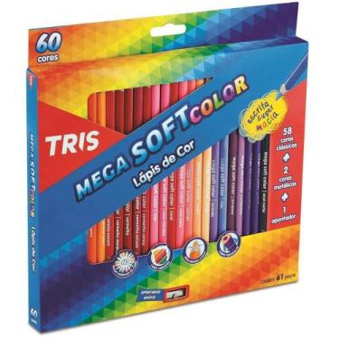 Imagem de Lápis De Cor Triangular 60 Cores 1 Apontador Mega Soft Color Tris