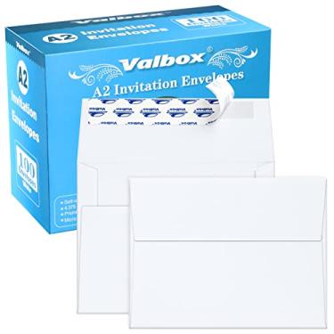 Imagem de Envelopes de papel kraft da ValBox 100 Qtd, autovedação, branco para cartões, fotos, convites, casamentos, chá de bebê, aniversário, anúncios, RSVP, Branco, A2 (4.375x5.75 Inches)