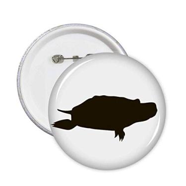 Imagem de Broche de retrato de animal de tartaruga preta com botão de emblema para decoração 5 peças