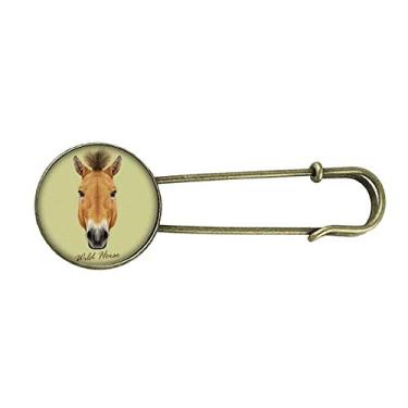 Imagem de Marrom forte cavalo selvagem animal retrô broche de metal clipe jóias