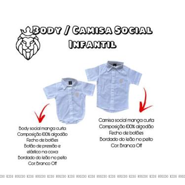 Imagem de Body/Camisa Social Branca Infantil Menino - Rugido Kids