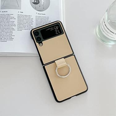 Imagem de Capa de telefone com fivela de anel de cor sólida simples e luxuosa para Samsung Galaxy Z Flip 3 4 5G Z Flip4 Flip3 Zflip4 Zflip3 Capa, D, para Z Flip 4