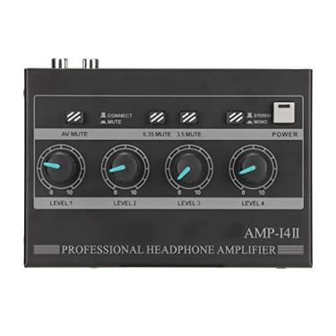 Imagem de Amplificador de estéreo metálico de 4 canais amplificador de fone de ouvido estéreo compacto de 4 vias com adaptador de 12V 1,5A para estágio de estúdio (#2)