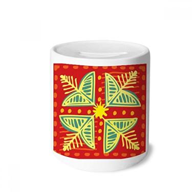 Imagem de DIYthinker Porta-moedas de cerâmica com estampa de flores, plantas, totems do México, civilização antiga, presente de cofrinho