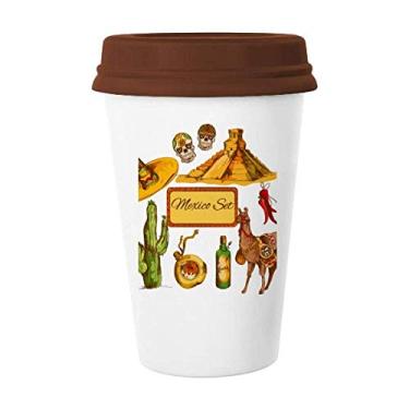 Imagem de Sombrero Mexicana Pirâmide do deserto Cacto Mexicano Caneca de Café Copo de Cerâmica Copo