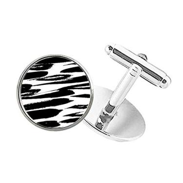 Imagem de DIYthinker Abotoaduras com clipe de botão redondo e textura de pintura chinesa com pincel