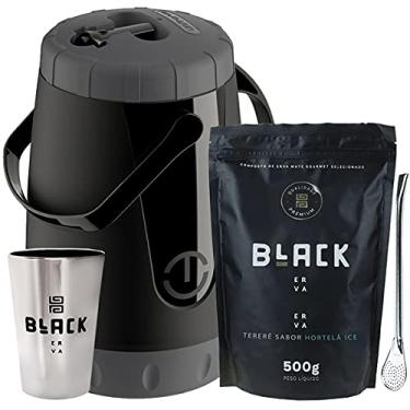 Imagem de Kit Tereré Black Erva Garrafa Lisa Cuia E Erva Hortelã Ice