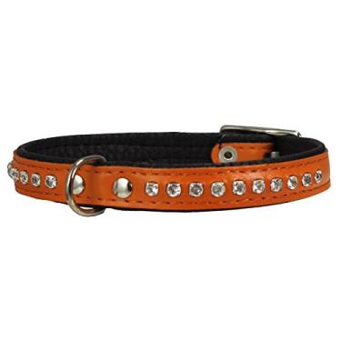 Imagem de Coleira para cachorro Dogs My Love de couro legítimo com strassDogs My Love 9.5"-11" Neck laranja Z-170S-4
