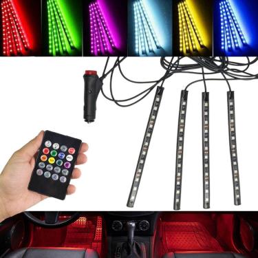 Imagem de Barra Led Neon 8 Cores RGB Musica Controle Carro Moto Painel Som Ritmo Decoraçao Iluminaçao