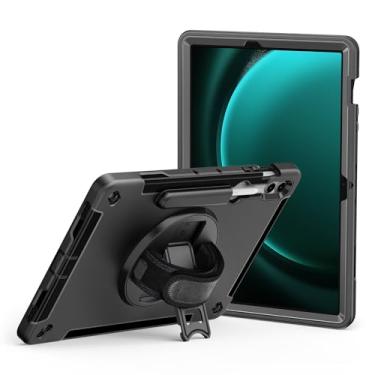 Imagem de Capa para Samsung -S9fe+Samsung Galaxy Tab S9fe+ 2023 com suporte espesso Cornor proteção contra impactos Samsung Tablet S9fe + capa de 8,7 polegadas (SM-X110/X115/X117) Suporte rotativo de 360°