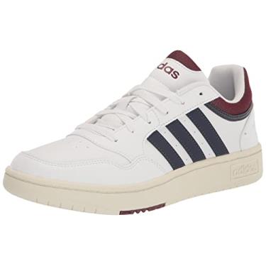 Imagem de adidas Tênis de basquete masculino Hoops 3.0, Branco/Azul-marinho/Sombra Vermelha, 12