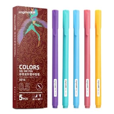 Imagem de Shakven Canetas coloridas para caderno, conjunto de canetas coloridas em gel | Marcadores de gel coloridos de 5 cores,Marcadores de gel de caneta para diário de estudante, canetas de desenho