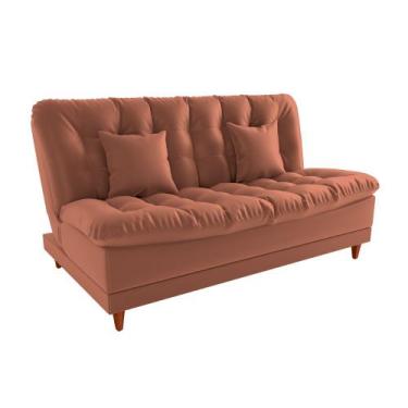 Imagem de Sofá Cama Day 185cm Reclinável Manual Veludo Terracota - Sallar Home
