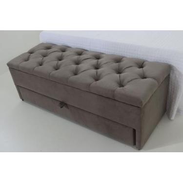 Imagem de Puff Baú Gaveta (sapateira e calçadeira) 120x40x45cm Marrom Acinzentad