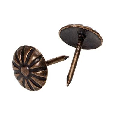 Imagem de Tupalizy Tachinhas de estofamento de 1,9 cm para móveis pregos para móveis decorativos cabeceira, cadeiras, sofás, sofás, portas, madeira, cortiça, projetos DIY, margaridas de latão antigo, 60 peças (cobre)