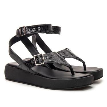 Imagem de Sandália Feminina Flat De Amarrar Sola Antiderrapante Macio Preto - Bu