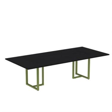 Imagem de Mesa de Reunião Retangular Tubular P25 Pandin 2,6 M Preto e Verde