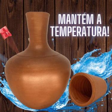 Imagem de Moringa de Barro Artesanal Para Água Gelada Rústica Com Copo - Meu Fil