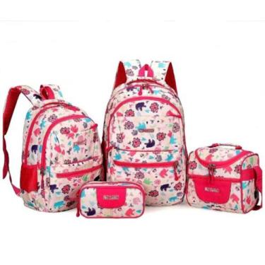 Imagem de Kit Mochila Juvenil Infantil Feminino Masculino Escolar 4 Pç - Fashion