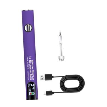 Imagem de ＡＷＨＡＯ Kit de ferro de solda sem fio portátil tensões ajustáveis ​​para reparo de eletrodomésticos premium 510 thread usb recarregável, Conjunto Violeta