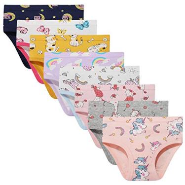 Imagem de Calcinha de algodão respirável para meninas NEIYISHE, calcinha infantil sortida para crianças, tamanho 2-3T, 4T, 5T, 6T, 8T, 10T, pacote com 8 unidades