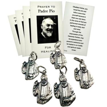 Imagem de Westmon Works Conjunto de medalhas de São Pio mini pingentes italianos e cartas sagradas, 5 de cada, Small, Metal, Sem Pedra Preciosa