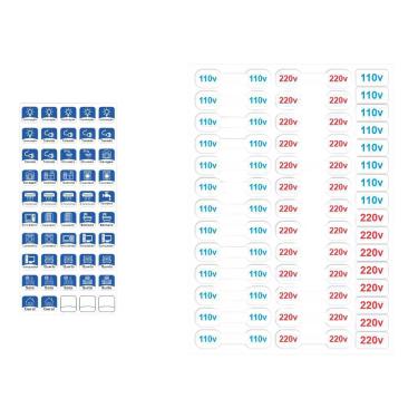 Imagem de Adesivo Quadro Disjuntor Cartela Cabos E Tomadas 110V E 220V