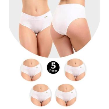 Imagem de Kit 5 Calcinhas Silvana IMI Lingerie Cintura Alta em Algodão Conforto 
