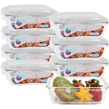 Imagem de Pote de Vidro Hermético 1040ml com Tampa 8 Unidades Livre de BPA Refeições Marmitas e Armazenamento