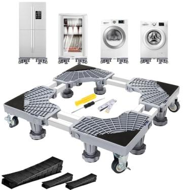 Imagem de VTOBON Mini Suporte Para Geladeira, Base Móvel, Pedestal Multifuncional Lavadora E Secadora De Roupas Alta Resistência Com 8 Pés Resistentes 4 Rodas Trava (Tubo Duplo Aço), Ajustável Geladeira