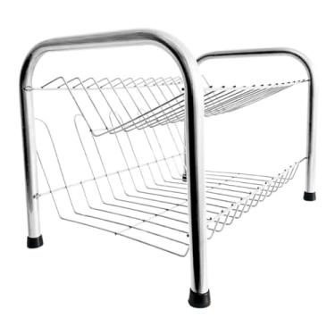 Imagem de Escorredor Duplo para Cozinha - Aço Inox Cromado e Preto, Resistente e Antimanchas (CROMADO)