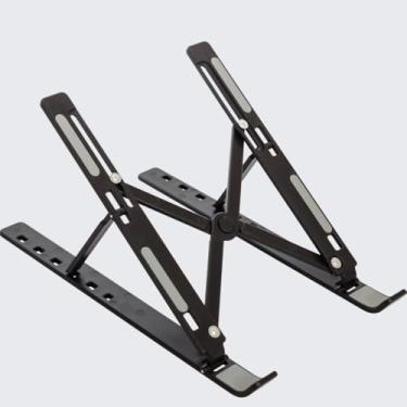 Imagem de Suporte para Notebook Tablet Linha Premium em Alumínio Dobrável e Ergonômico Para Mesa Portátil Ajustável 6 Ângulos Compativel Ipad, Hp, Dell,Lenovo-Com estojo para armazenagem (preto)