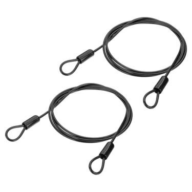 Imagem de PATIKIL Cabo de aço inoxidável revestido de vinil de 3/40.6 cm de diâmetro com laços, 2 peças de corda de fio flexível de 2,1 m (200,7 cm) trava de corrente de segurança para iluminação de palco ao ar