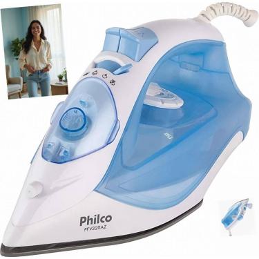 Imagem de Ferro Philco PFV320AZ Super Vapor Cerâmica 240ml Azul 1200W Cordão Giratório Jato Extra